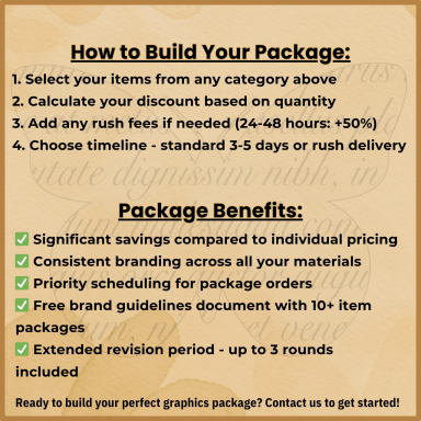 Instructions for building a package with benefits and steps outlined.